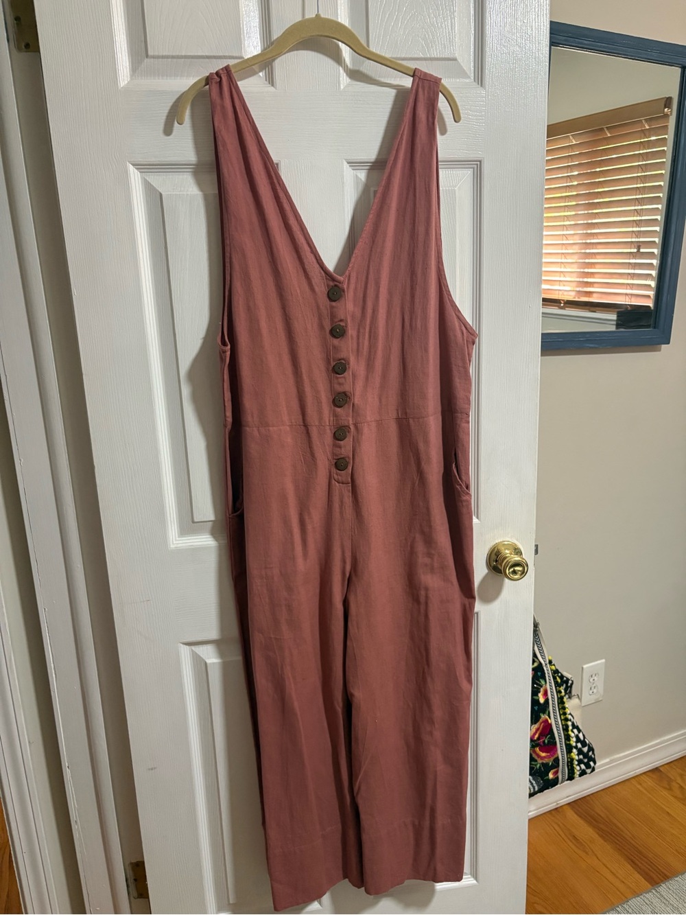 Cost Plus World Market Mauve Button-Front Sleeveless Jumpsuit